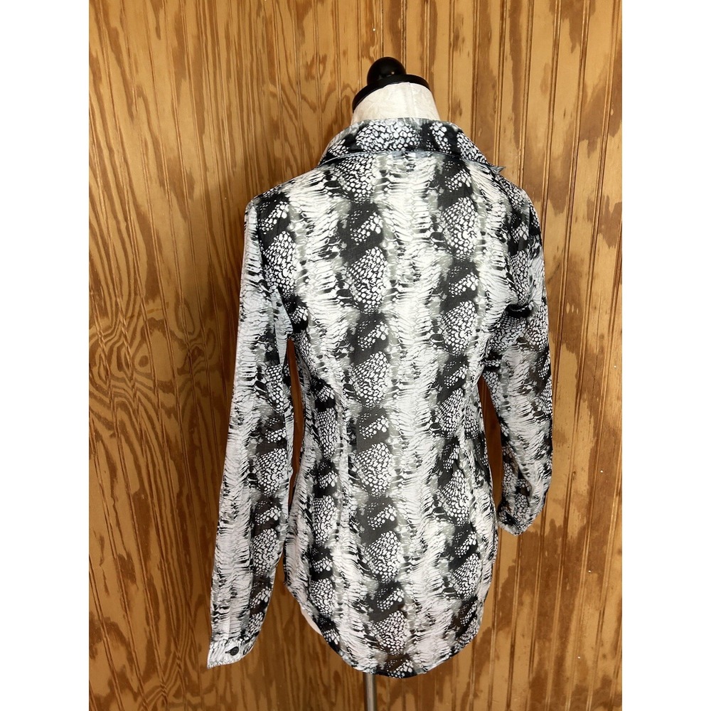 Cabi Black Beige Python Snake Print Button Down S… - image 7